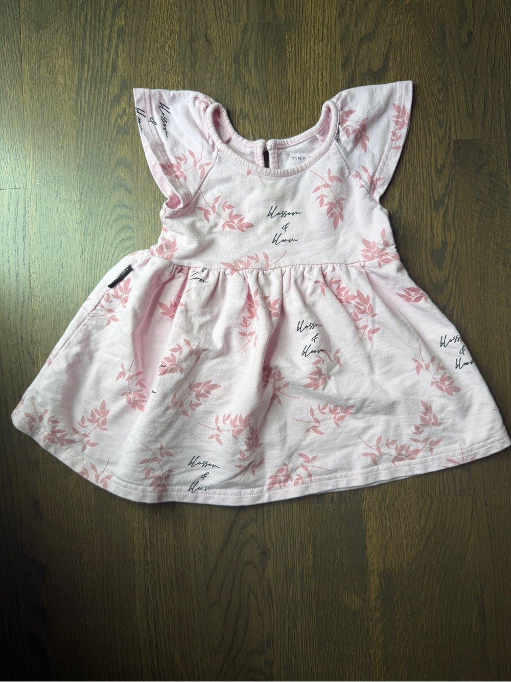 Tiny Heart Pink Floral Flutter Dress for Girls